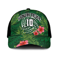 Custom Hawaii Volleyball Mesh Trucker Cap Kakau Abstract and Tropical Plants Green Color - Polynesian Pride