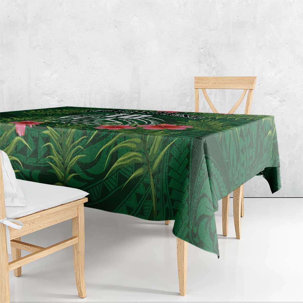 Custom Hawaii Volleyball Tablecloth Kakau Abstract and Tropical Plants Green Color - Polynesian Pride