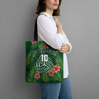 Custom Hawaii Volleyball Tote Bag Kakau Abstract and Tropical Plants Green Color - Polynesian Pride