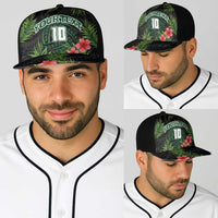 Custom Hawaii Volleyball Baseball Net Cap Kakau Abstract and Tropical Plants Black Color - Polynesian Pride
