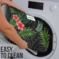 Custom Hawaii Volleyball Bathroom Set Kakau Abstract and Tropical Plants Black Color - Polynesian Pride