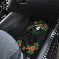 Custom Hawaii Volleyball Car Mats Kakau Abstract and Tropical Plants Black Color - Polynesian Pride