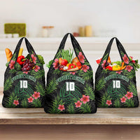 Custom Hawaii Volleyball Grocery Bag Kakau Abstract and Tropical Plants Black Color - Polynesian Pride