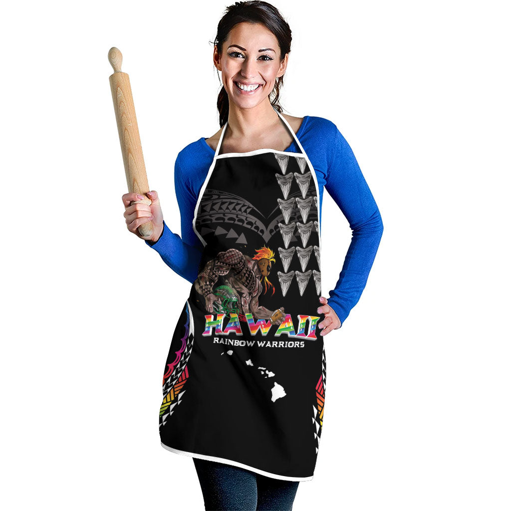 Hawaii Rainbow Warriors Apron Kakau Shark Tooth and Polynesian Art Tattoo LT03 - Polynesian Pride