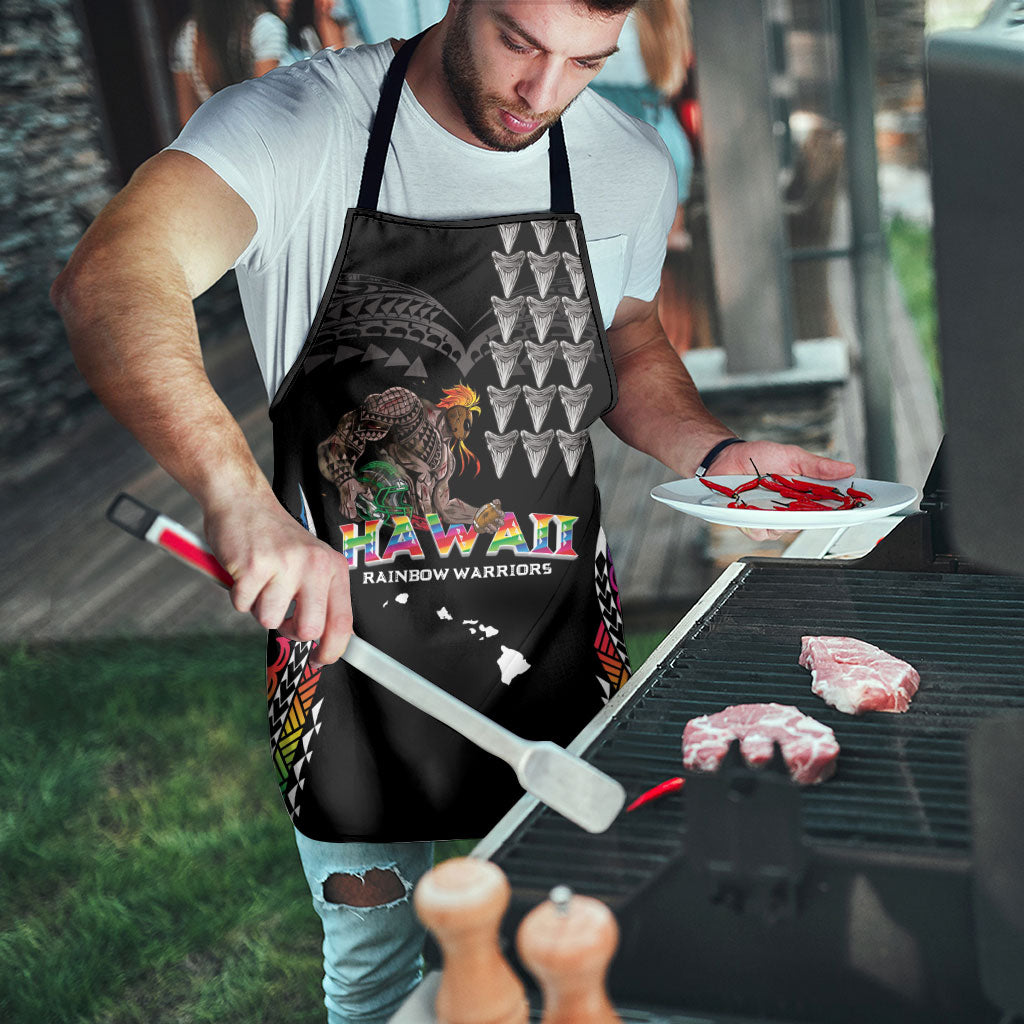 Hawaii Rainbow Warriors Apron Kakau Shark Tooth and Polynesian Art Tattoo LT03 - Polynesian Pride