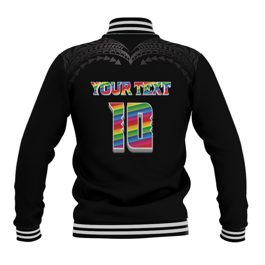 Custom Hawaii Rainbow Warriors Baseball Jacket Kakau Shark Tooth and Polynesian Art Tattoo LT03 - Polynesian Pride