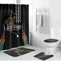 Hawaii Rainbow Warriors Bathroom Set Kakau Shark Tooth and Polynesian Art Tattoo LT03 Bathroom Set (4 pcs) Black - Polynesian Pride