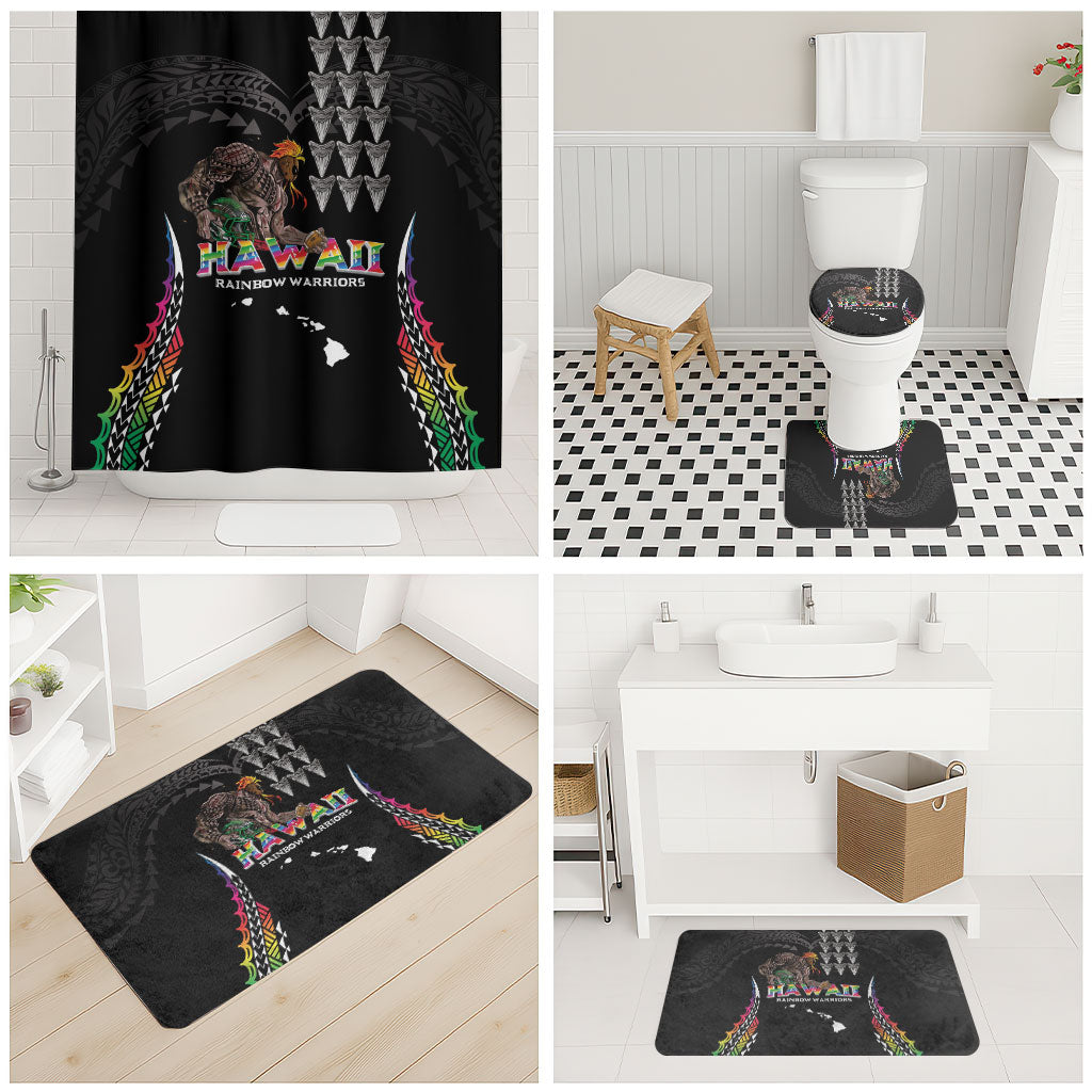 Hawaii Rainbow Warriors Bathroom Set Kakau Shark Tooth and Polynesian Art Tattoo LT03 - Polynesian Pride