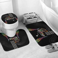 Hawaii Rainbow Warriors Bathroom Set Kakau Shark Tooth and Polynesian Art Tattoo LT03 Mat Set Only (3 pcs) One Size Black - Polynesian Pride