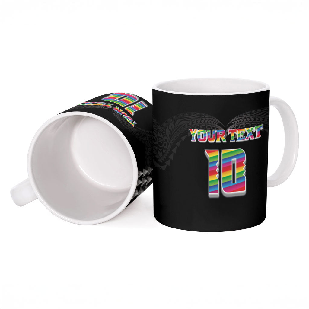 Custom Hawaii Rainbow Warriors Ceramic Mug Kakau Shark Tooth and Polynesian Art Tattoo LT03 - Polynesian Pride