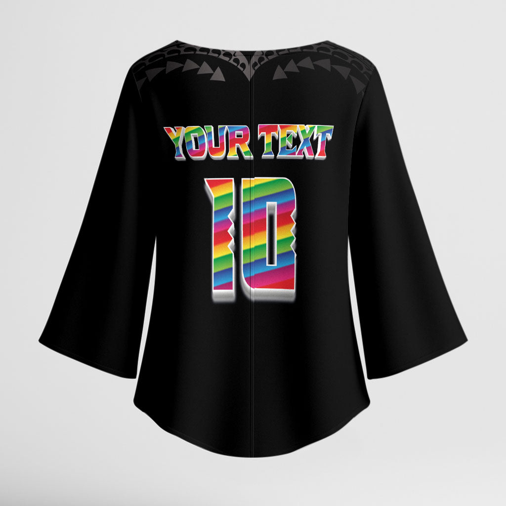 Custom Hawaii Rainbow Warriors Kimono Sleeve Blouse Kakau Shark Tooth and Polynesian Art Tattoo LT03 - Polynesian Pride