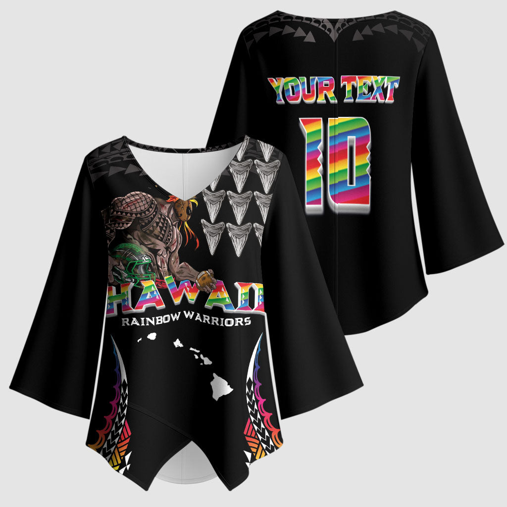 Custom Hawaii Rainbow Warriors Kimono Sleeve Blouse Kakau Shark Tooth and Polynesian Art Tattoo LT03 - Polynesian Pride