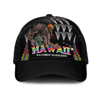 Hawaii Rainbow Warriors Mesh Trucker Cap Kakau Shark Tooth and Polynesian Art Tattoo LT03 One Size Black Black - Polynesian Pride