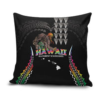 Hawaii Rainbow Warriors Pillow Cover Kakau Shark Tooth and Polynesian Art Tattoo LT03 Black - Polynesian Pride
