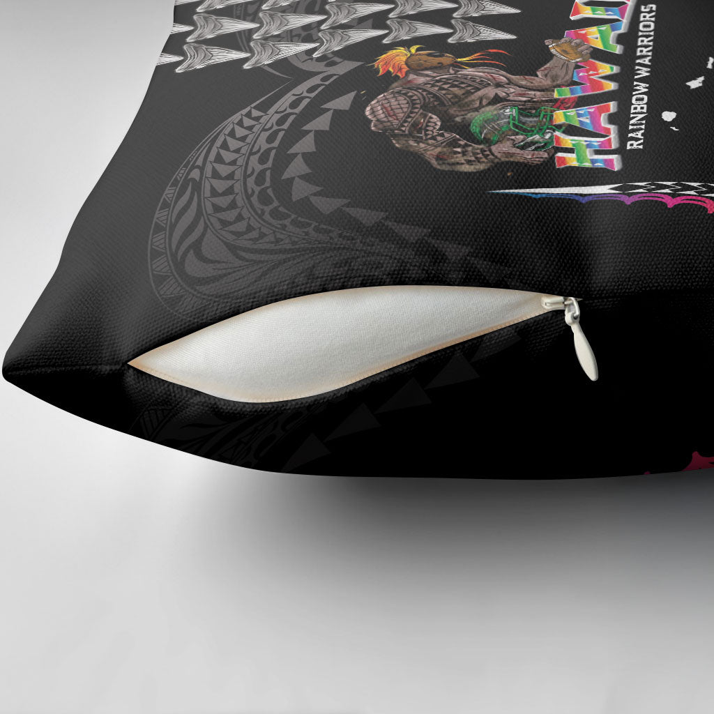 Hawaii Rainbow Warriors Pillow Cover Kakau Shark Tooth and Polynesian Art Tattoo LT03 - Polynesian Pride