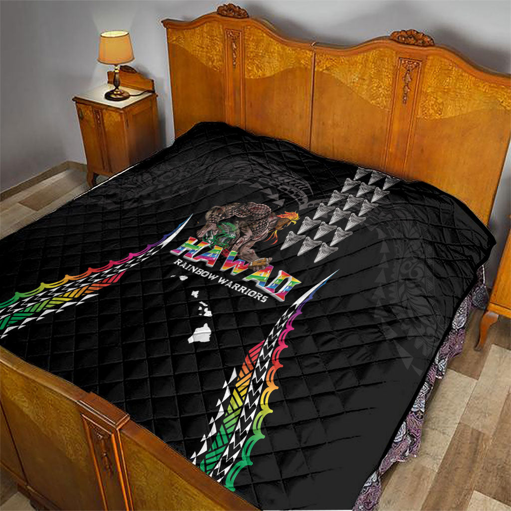 Hawaii Rainbow Warriors Quilt Kakau Shark Tooth and Polynesian Art Tattoo LT03 - Polynesian Pride