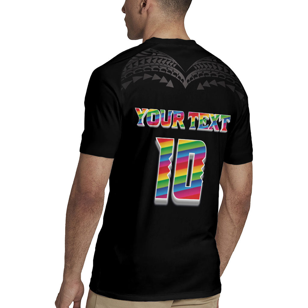 Custom Hawaii Rainbow Warriors Rugby Jersey Kakau Shark Tooth and Polynesian Art Tattoo LT03 - Polynesian Pride