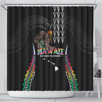 Hawaii Rainbow Warriors Shower Curtain Kakau Shark Tooth and Polynesian Art Tattoo LT03 - Polynesian Pride