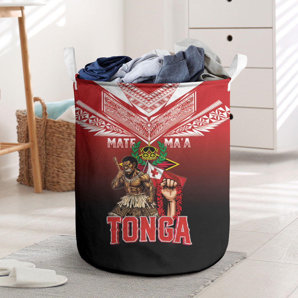 Mate Ma'a Tonga Laundry Basket Traditional Warrior and Ngatu Art Pattern LT03 Red - Polynesian Pride