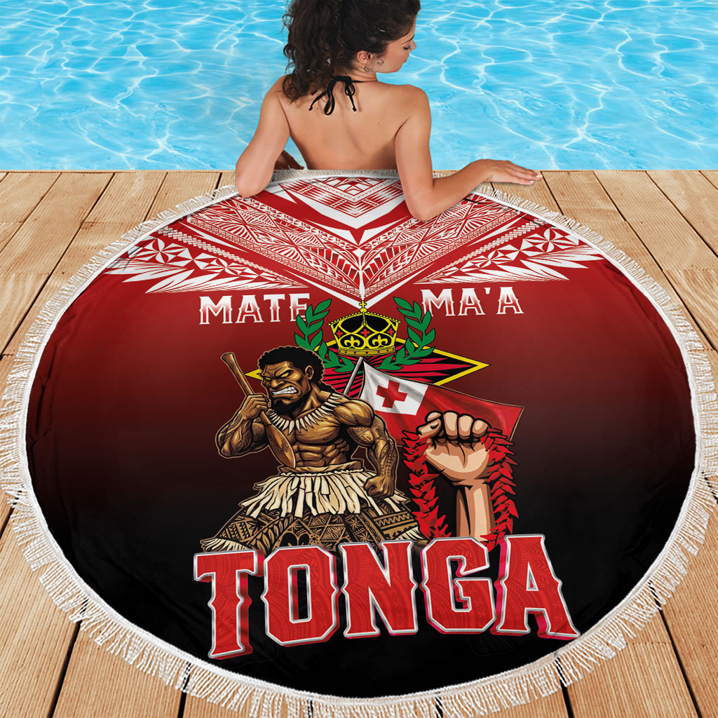 Mate Ma'a Tonga Beach Blanket Traditional Warrior and Ngatu Art Pattern LT03 - Polynesian Pride