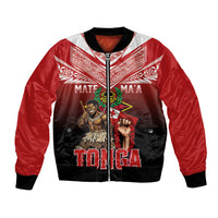 Mate Ma'a Tonga Bomber Jacket Traditional Warrior and Ngatu Art Pattern LT03 Unisex Red - Polynesian Pride