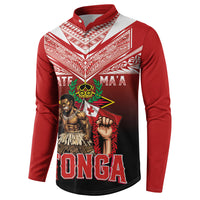 Mate Ma'a Tonga Button Sweatshirt Traditional Warrior and Ngatu Art Pattern LT03 - Polynesian Pride