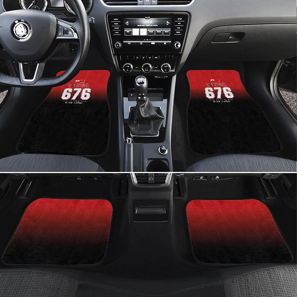 Mate Ma'a Tonga Car Mats Traditional Warrior and Ngatu Art Pattern LT03 Set 4pcs Red - Polynesian Pride