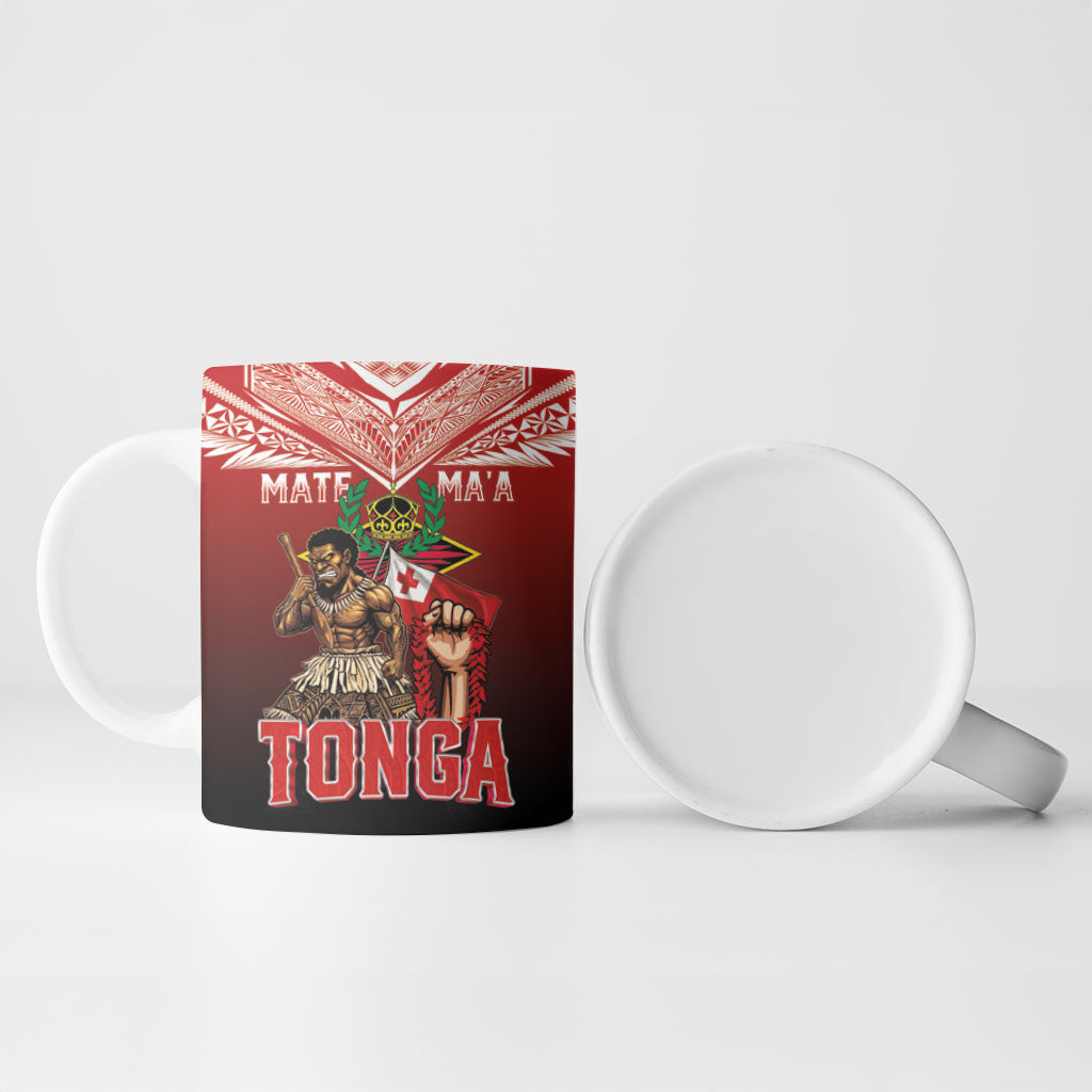 Mate Ma'a Tonga Ceramic Mug Traditional Warrior and Ngatu Art Pattern LT03 - Polynesian Pride