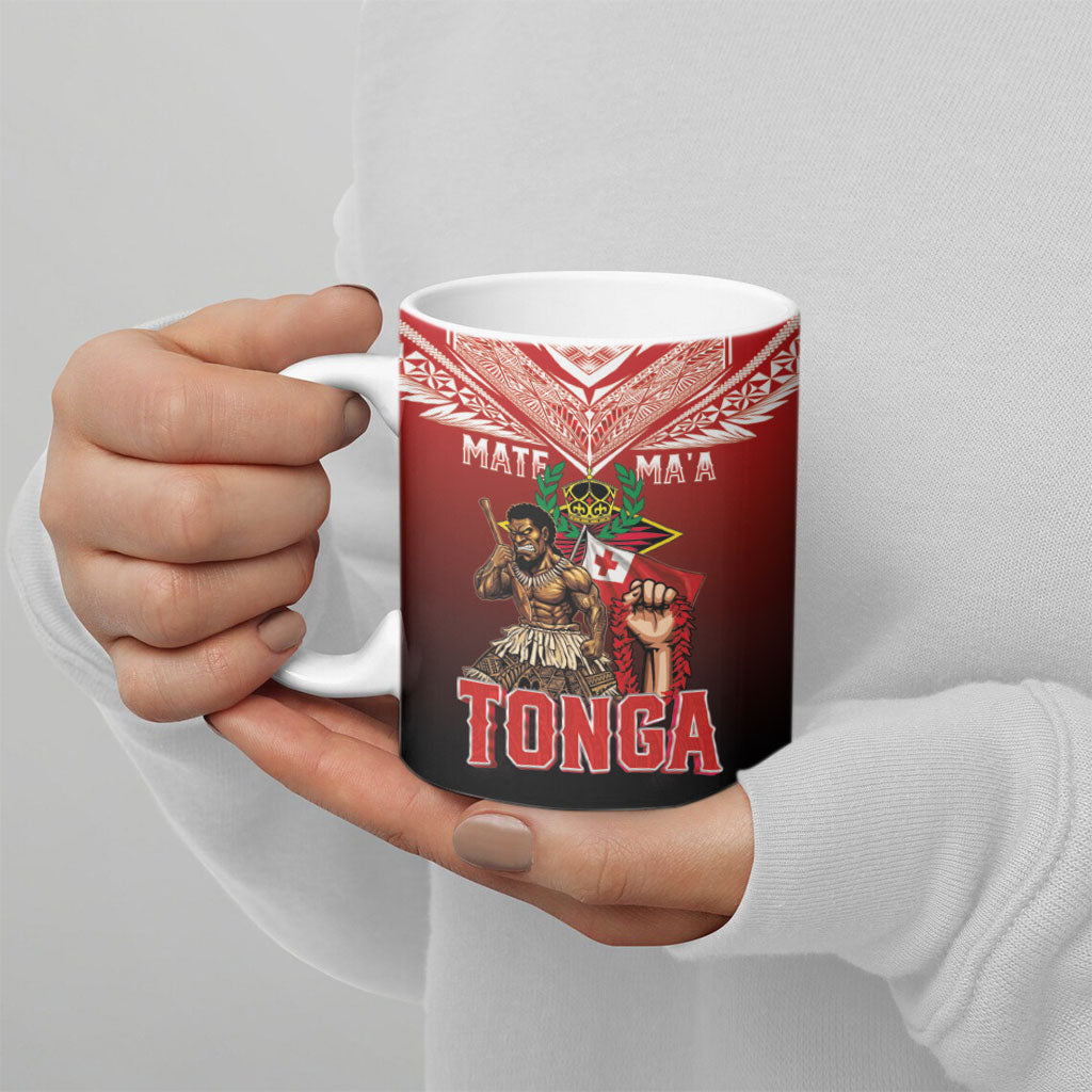 Mate Ma'a Tonga Ceramic Mug Traditional Warrior and Ngatu Art Pattern LT03 - Polynesian Pride