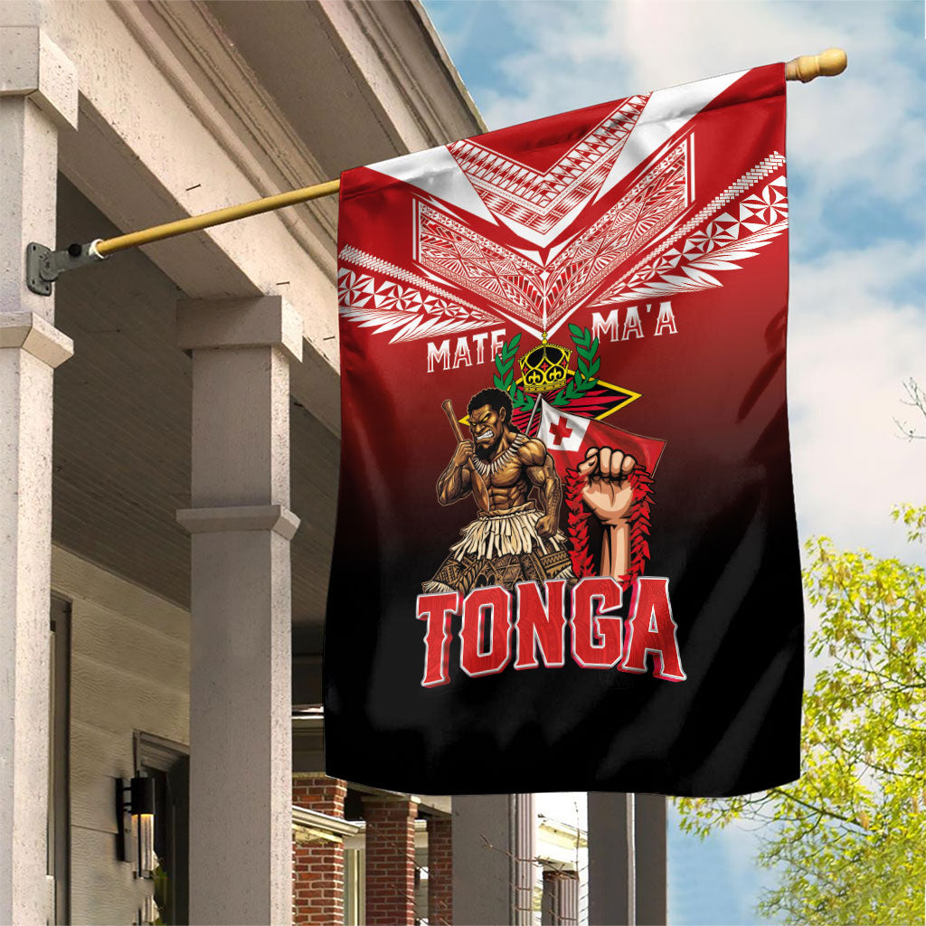 Mate Ma'a Tonga Garden Flag Traditional Warrior and Ngatu Art Pattern LT03 House Flag Red - Polynesian Pride