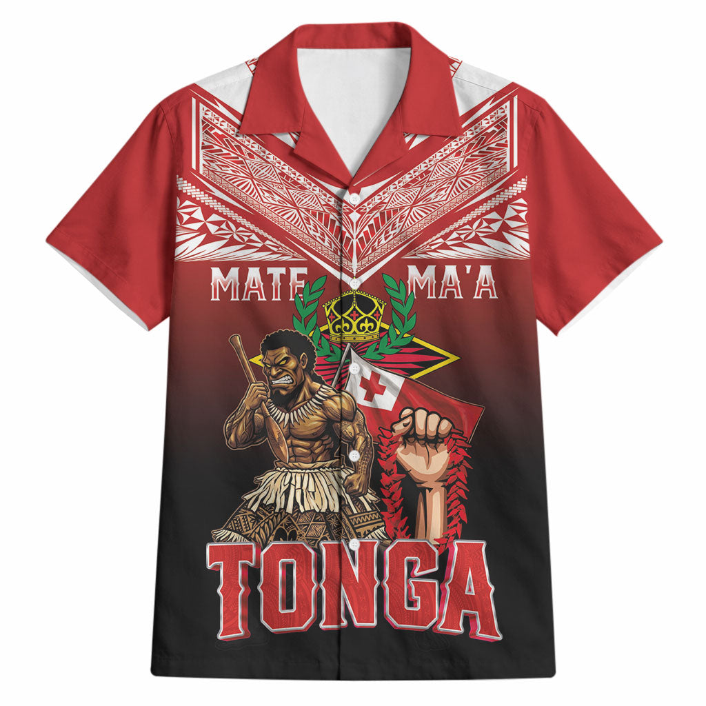 Mate Ma'a Tonga Hawaiian Shirt Traditional Warrior and Ngatu Art Pattern LT03 Red - Polynesian Pride