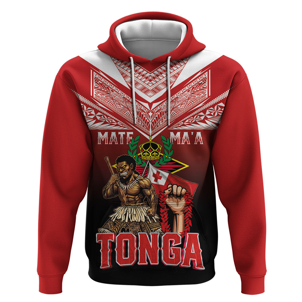 Mate Ma'a Tonga Hoodie Traditional Warrior and Ngatu Art Pattern LT03 Pullover Hoodie Red - Polynesian Pride