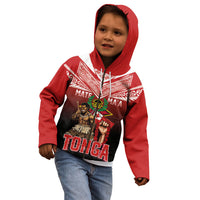 Mate Ma'a Tonga Kid Hoodie Traditional Warrior and Ngatu Art Pattern LT03 - Polynesian Pride