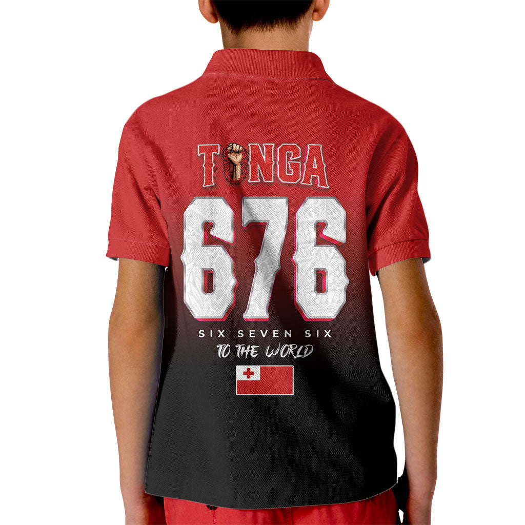 Mate Ma'a Tonga Kid Polo Shirt Traditional Warrior and Ngatu Art Pattern LT03 - Polynesian Pride