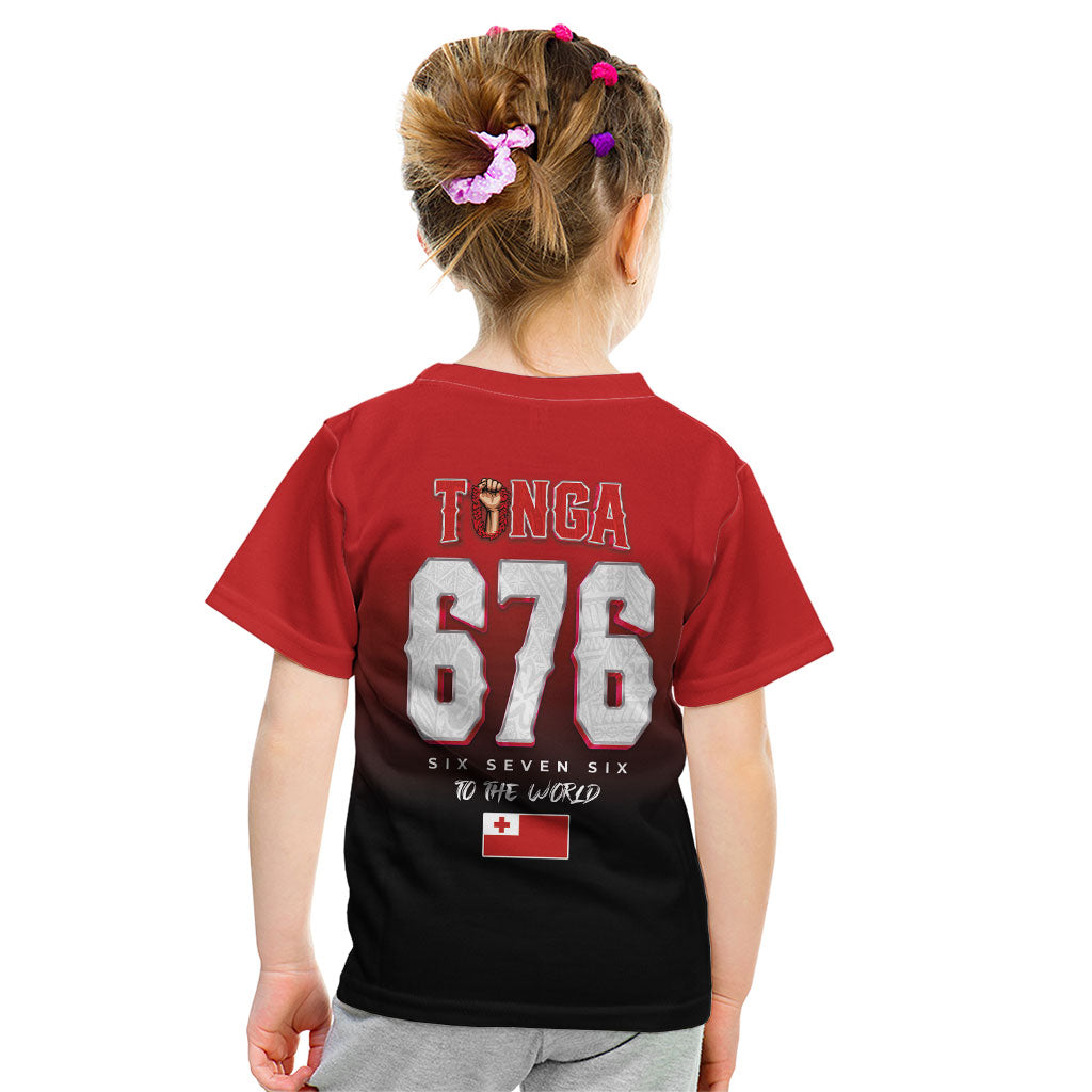 Mate Ma'a Tonga Kid T Shirt Traditional Warrior and Ngatu Art Pattern LT03 - Polynesian Pride