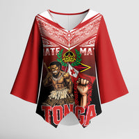 Mate Ma'a Tonga Kimono Sleeve Blouse Traditional Warrior and Ngatu Art Pattern LT03 Female Red - Polynesian Pride