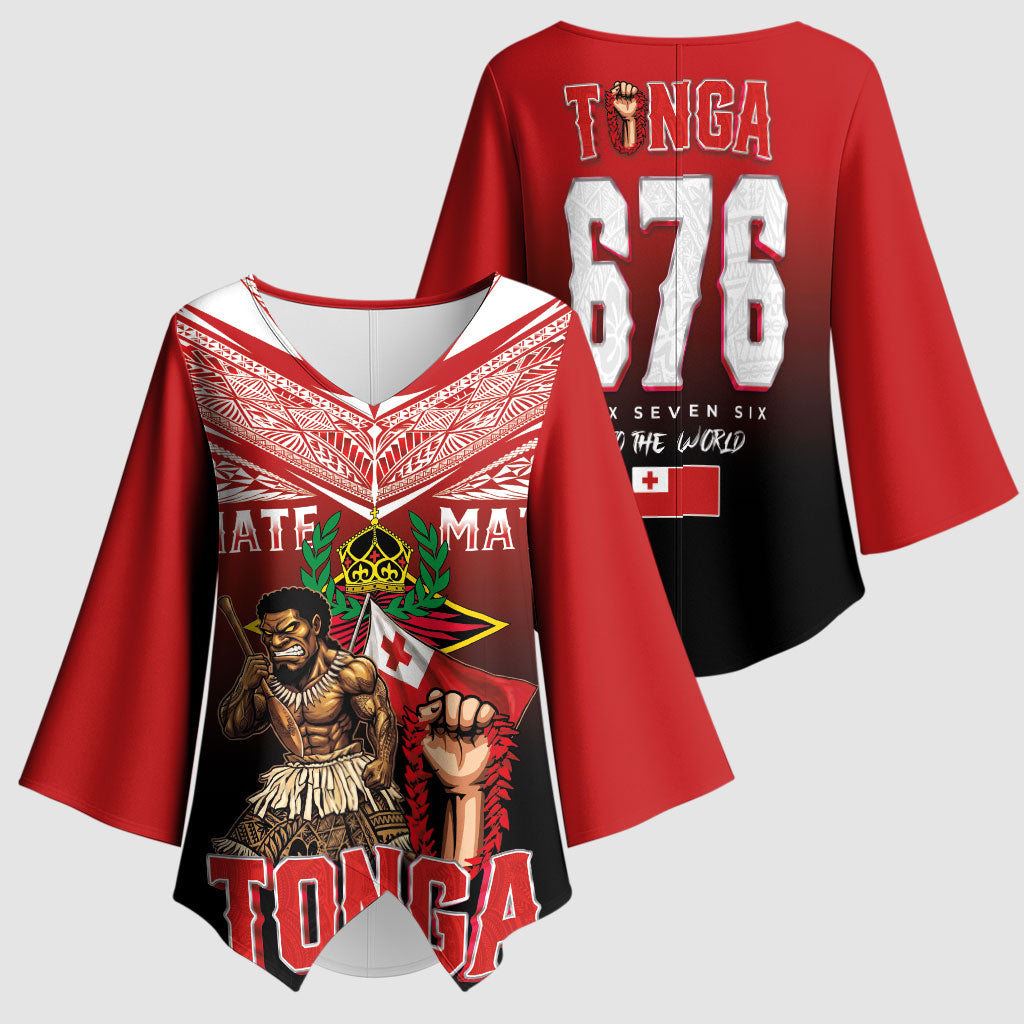 Mate Ma'a Tonga Kimono Sleeve Blouse Traditional Warrior and Ngatu Art Pattern LT03 - Polynesian Pride