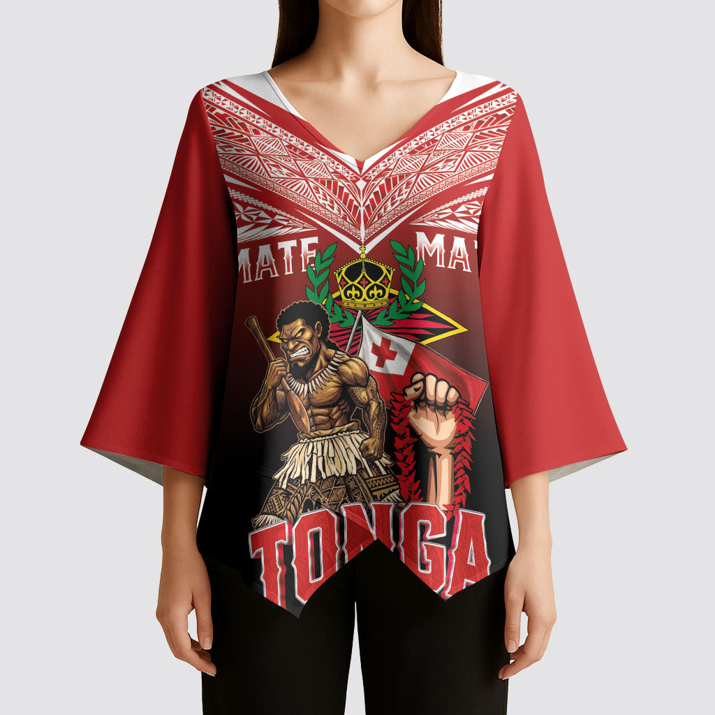 Mate Ma'a Tonga Kimono Sleeve Blouse Traditional Warrior and Ngatu Art Pattern LT03 - Polynesian Pride