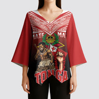 Mate Ma'a Tonga Kimono Sleeve Blouse Traditional Warrior and Ngatu Art Pattern LT03 - Polynesian Pride