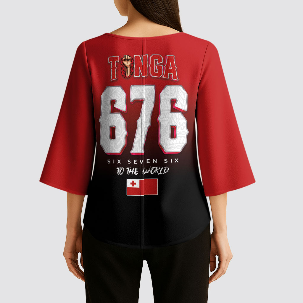 Mate Ma'a Tonga Kimono Sleeve Blouse Traditional Warrior and Ngatu Art Pattern LT03 - Polynesian Pride