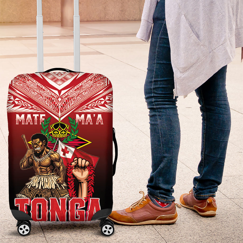 Mate Ma'a Tonga Luggage Cover Traditional Warrior and Ngatu Art Pattern LT03 Red - Polynesian Pride