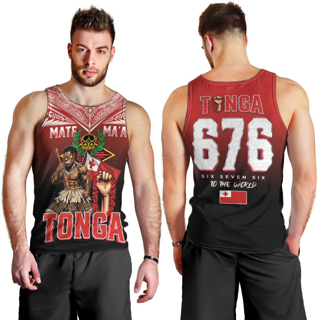 Mate Ma'a Tonga Men Tank Top Traditional Warrior and Ngatu Art Pattern LT03 - Polynesian Pride