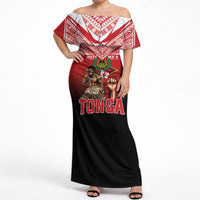 Mate Ma'a Tonga Off Shoulder Maxi Dress Traditional Warrior and Ngatu Art Pattern LT03 Women Red - Polynesian Pride
