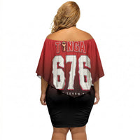 Mate Ma'a Tonga Off Shoulder Short Dress Traditional Warrior and Ngatu Art Pattern LT03 - Polynesian Pride