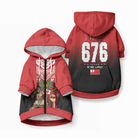Mate Ma'a Tonga Pet Hoodie Traditional Warrior and Ngatu Art Pattern LT03 Zip-up Red - Polynesian Pride