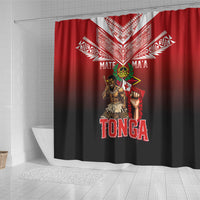Mate Ma'a Tonga Shower Curtain Traditional Warrior and Ngatu Art Pattern LT03 - Polynesian Pride