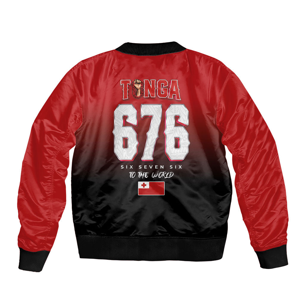 Mate Ma'a Tonga Sleeve Zip Bomber Jacket Traditional Warrior and Ngatu Art Pattern LT03 - Polynesian Pride