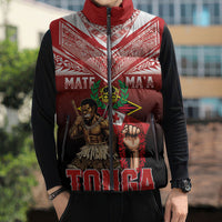 Mate Ma'a Tonga Sleeveless Puffer Jacket Traditional Warrior and Ngatu Art Pattern LT03 - Polynesian Pride
