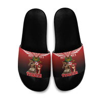 Mate Ma'a Tonga Slide Sandals Traditional Warrior and Ngatu Art Pattern LT03 Red - Polynesian Pride