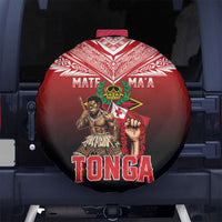 Mate Ma'a Tonga Spare Tire Cover Traditional Warrior and Ngatu Art Pattern LT03 No hole Red - Polynesian Pride